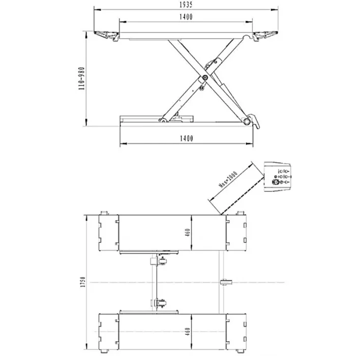 pont ciseaux mobile 3 tonnes, AL3630PN