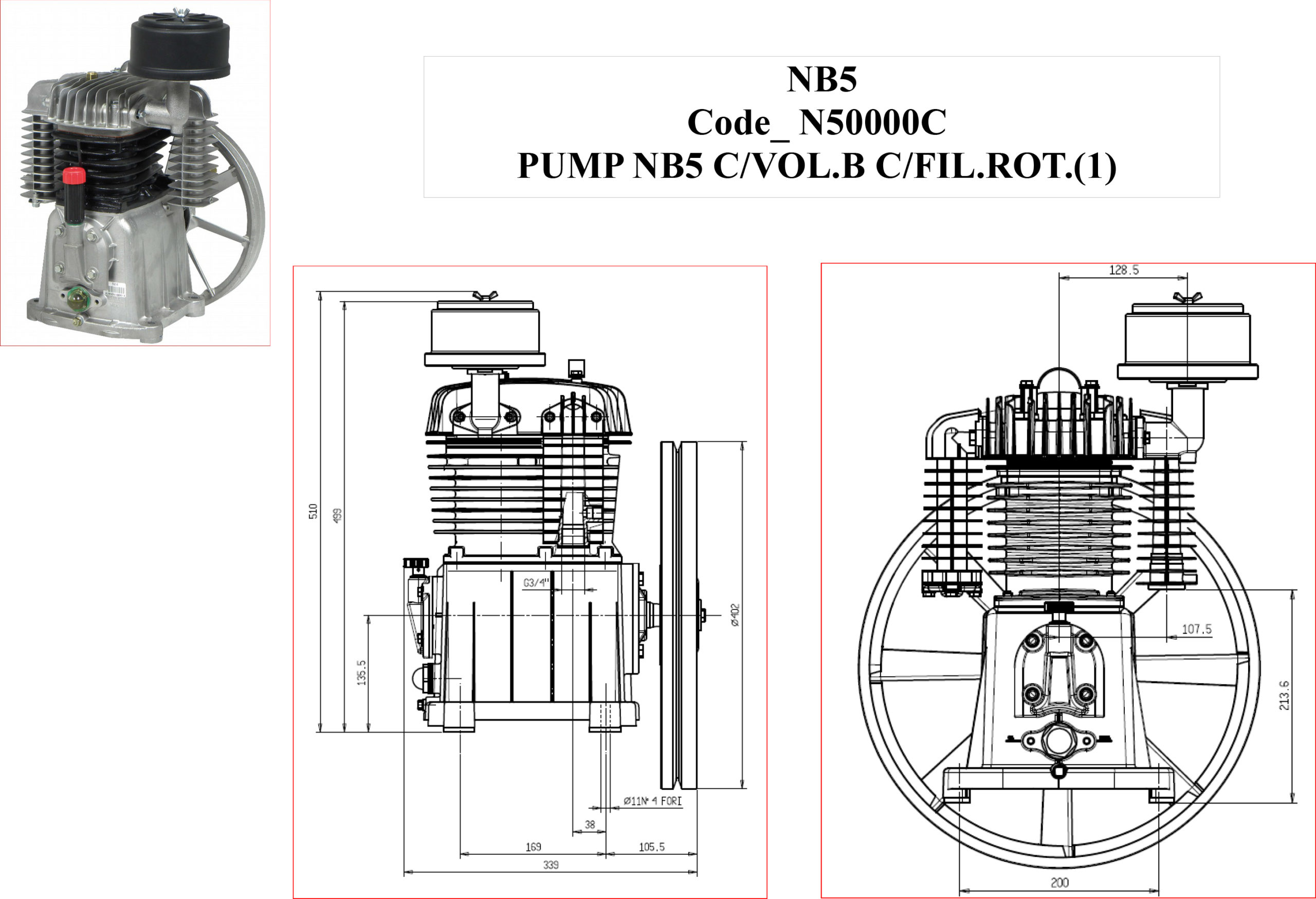 Tête de compression NUAIR NB5 pour compresseur